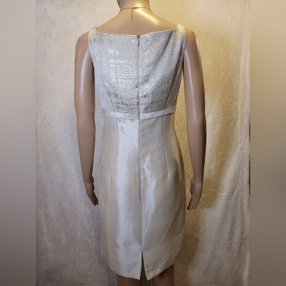 TAHARI by Arthur S. Levine Cream/Light Gold Square Neckline Formal Mini Dress - Picture 4 of 10
